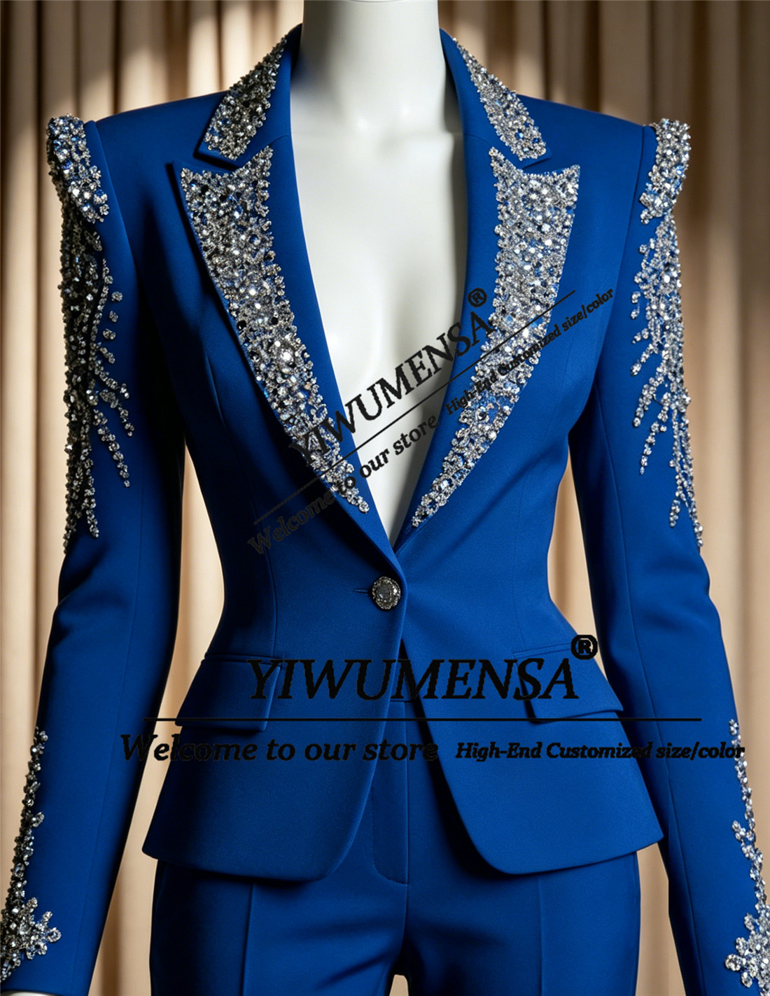 Women Formal Wear Blazer Set - Luxe Damespakken 2-delige sets Kristallen Kralenwerk