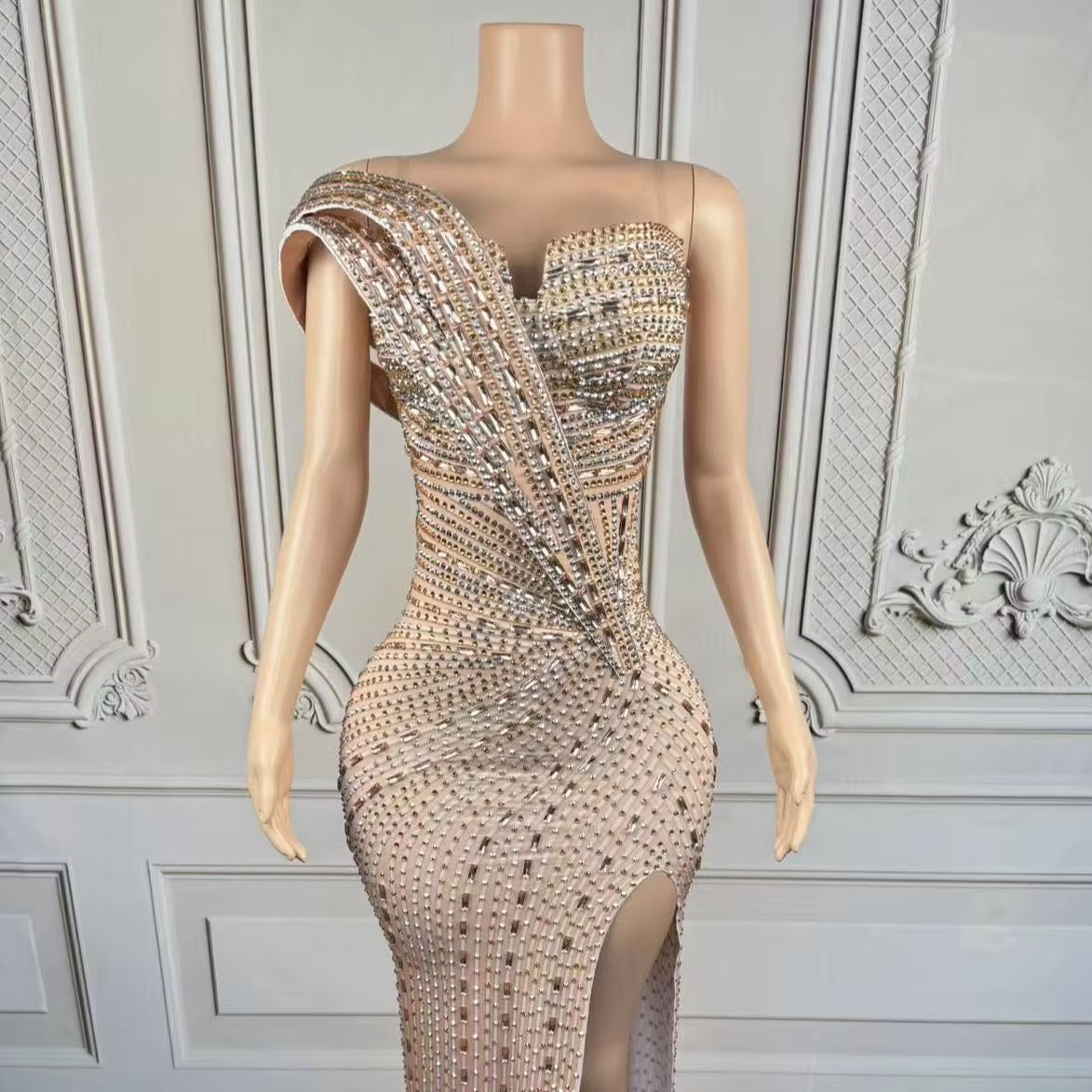 Women Formal Wear Photoshoot - Xiangbin Sparkly Kristallen Formele Lange Jurken