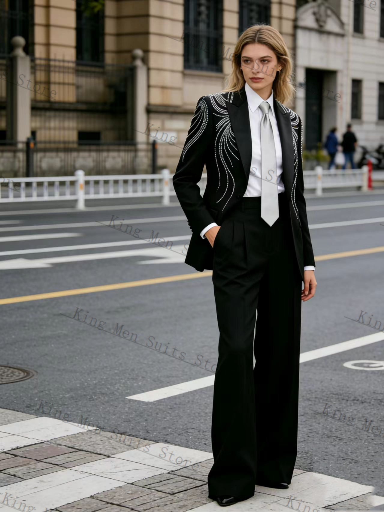 Women Formal Wear Blazer Set - Zwarte Vrouwen Pak Set 2 Stuks