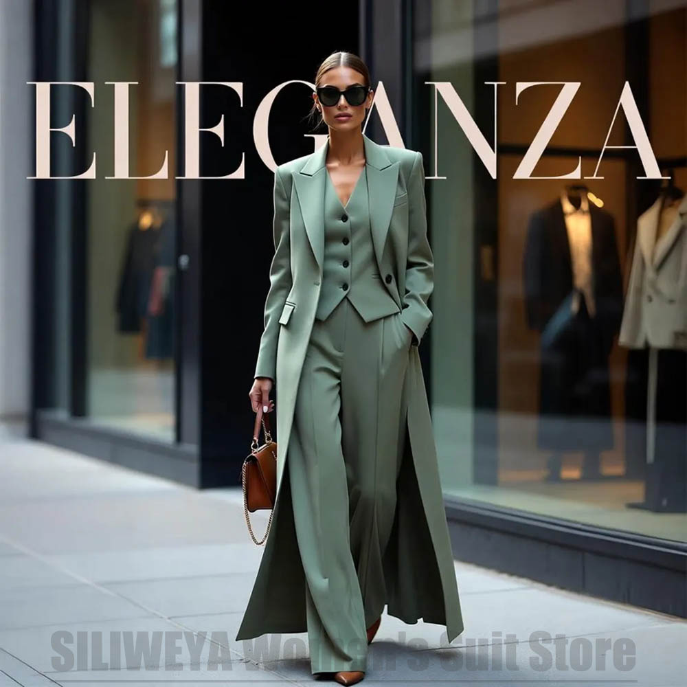 Women Formal Wear Blazer Set - Chique damespak driedelig met piek revers,