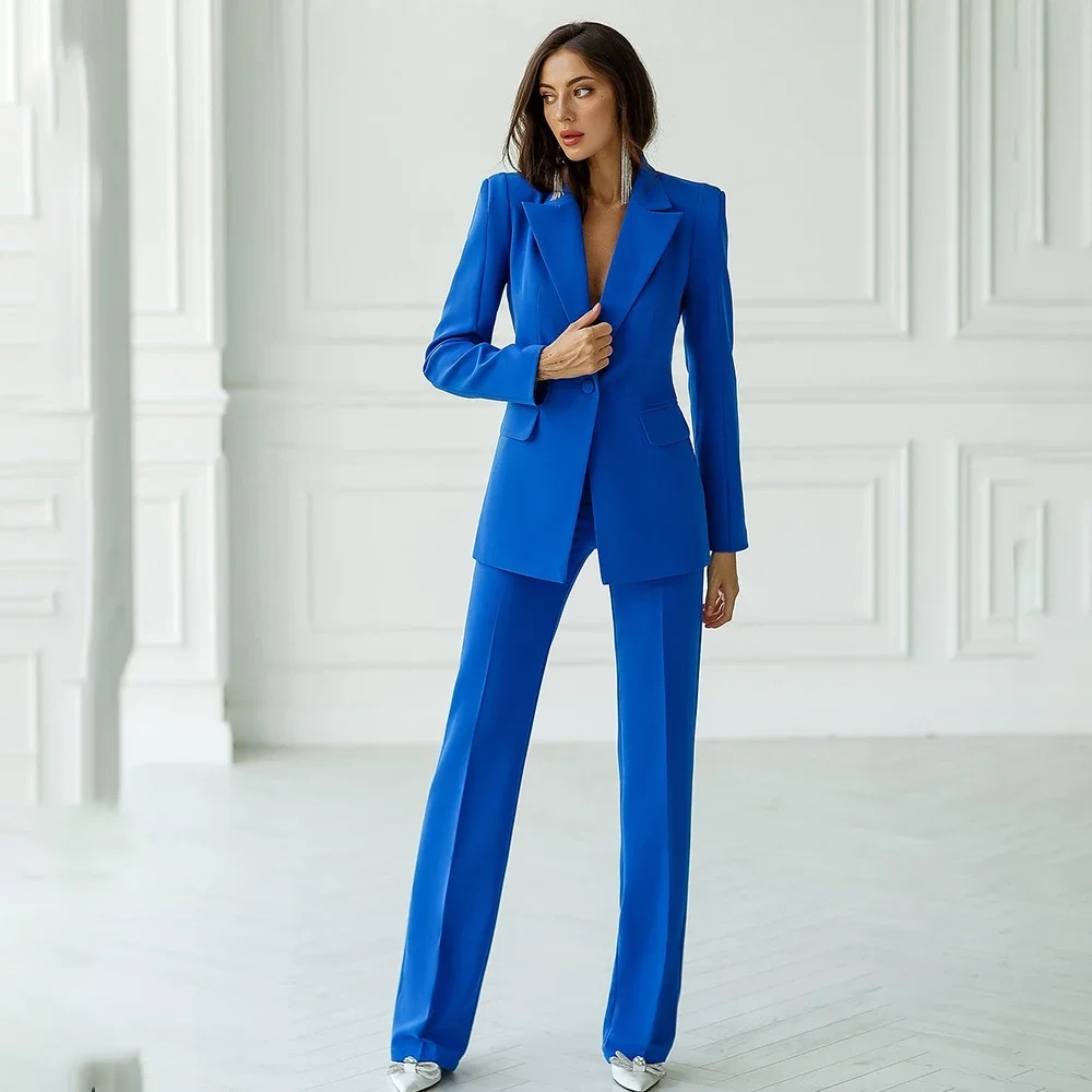 Blazer Set Women Formal - Dames tweedelig pak 2026, modieus effen