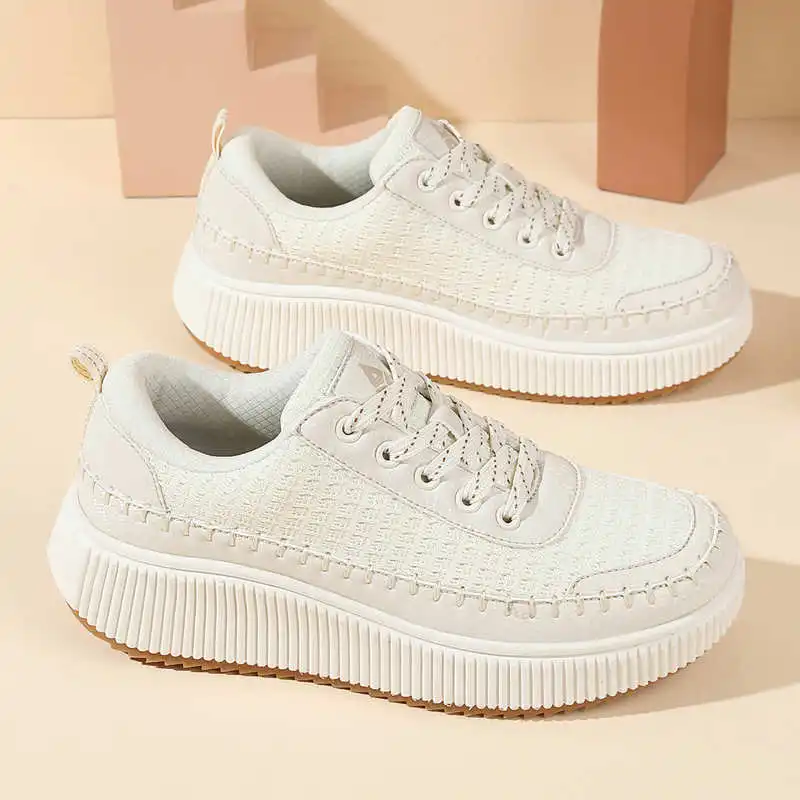 Large Women'S Formal Wear - Bruine schoenen Dames Flats Herfstlaarzen Sneakers