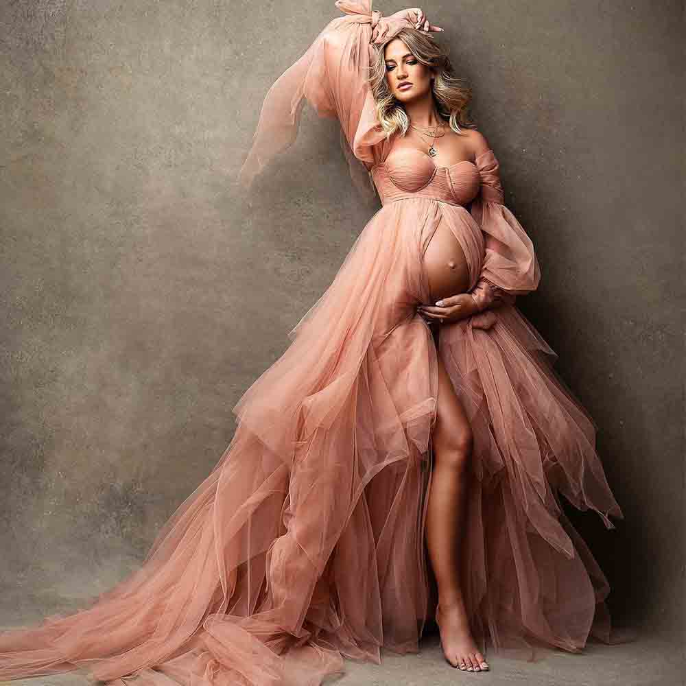 Women Formal Wear Photoshoot - Pluizige Sweetheart Avondjurken Sexy Moederschap Gewaden