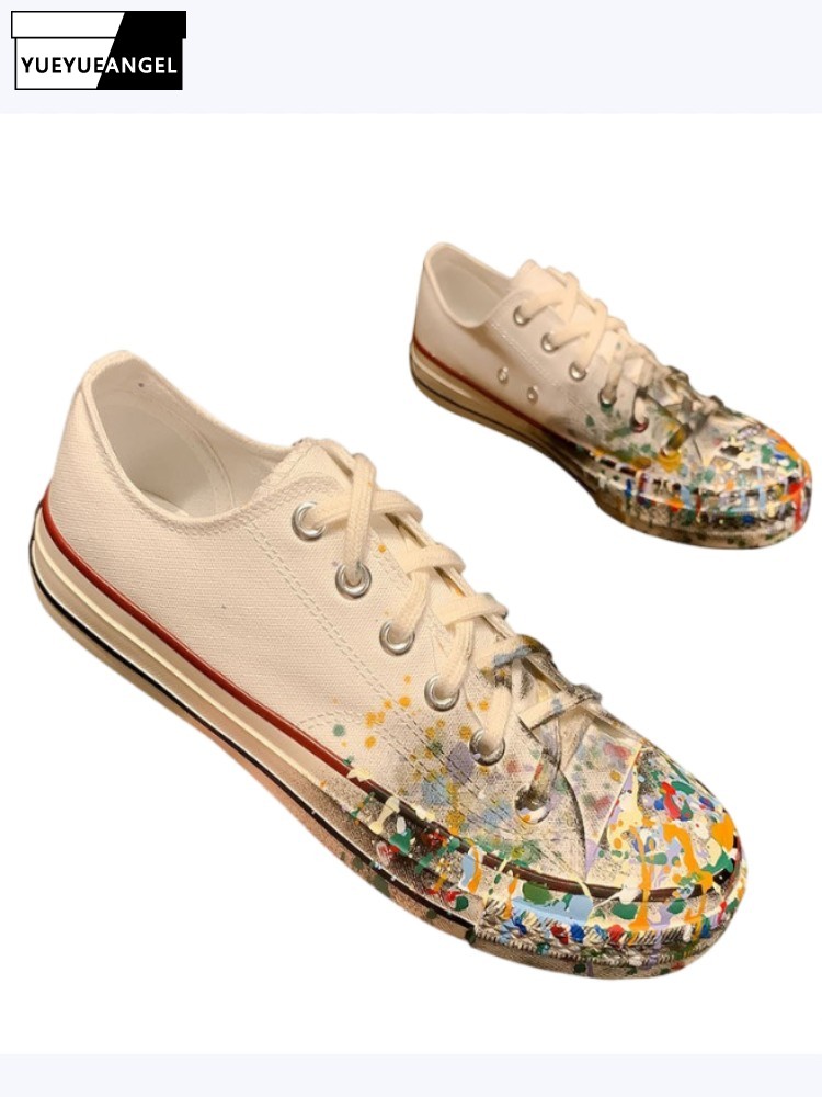 Women'S Work Fashion - Dames lente nieuwe veterschoenen met geschilderde