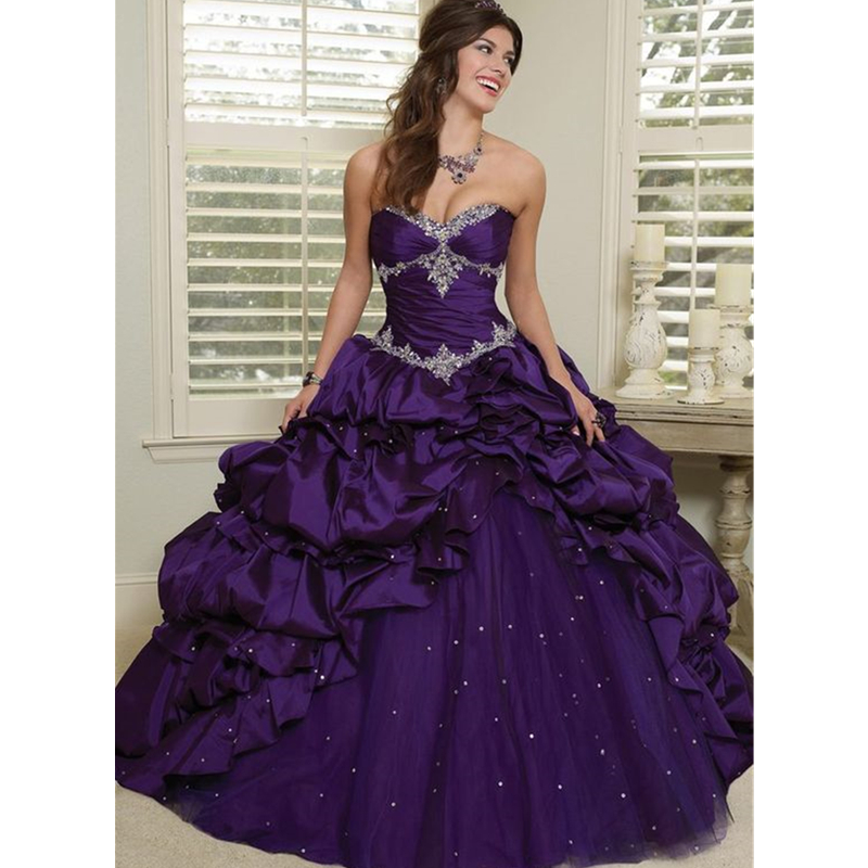 Women'S Gothic Formal Wear - Gotische paarse trouwjurk kristallen kralen op