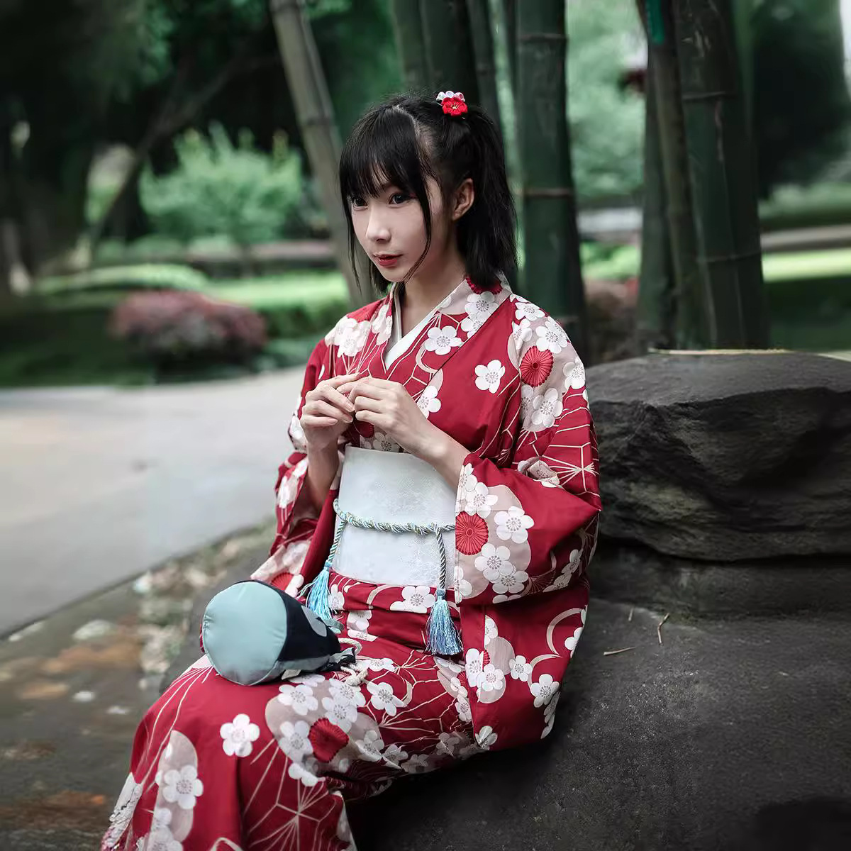 Women'S Red Formal Wear - Rode Japanse Yukata Kimono Vrouwelijke aangepaste