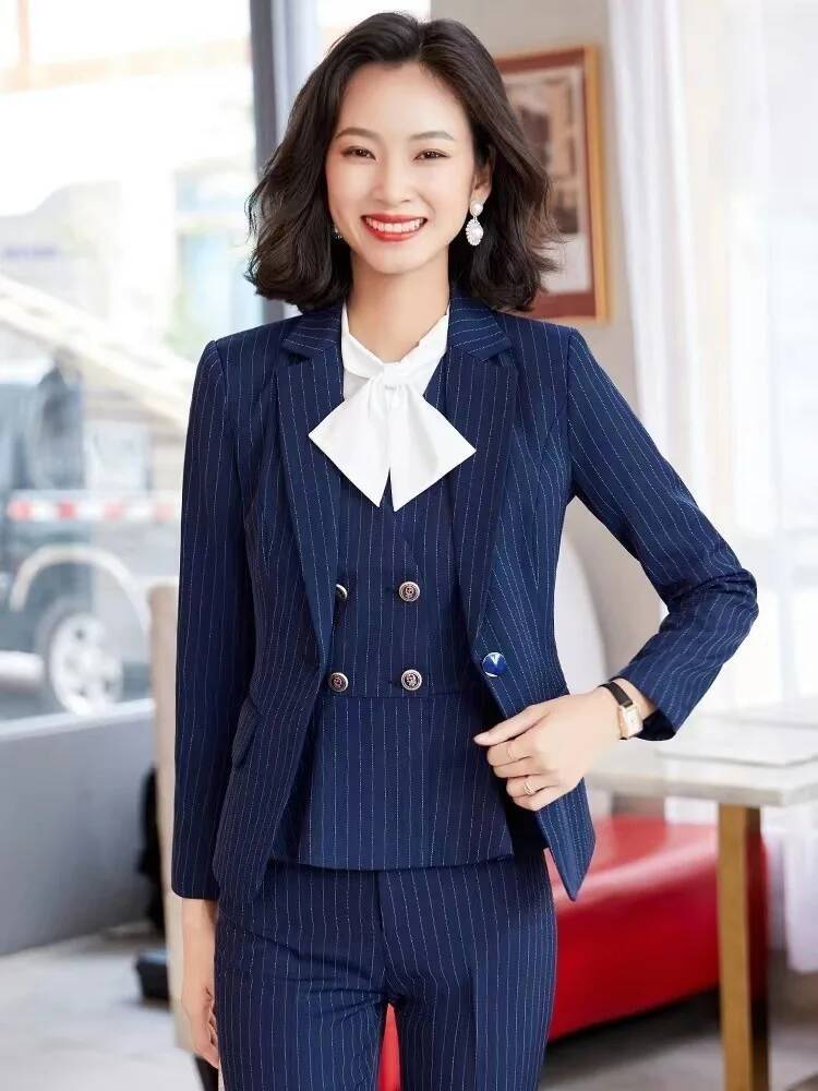 Women Formal Wear Interview - Mode Gestreepte Formele Pakken Vrouwen Professionele