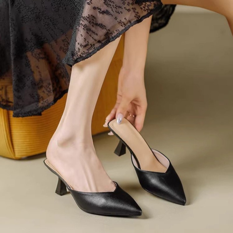 Women'S Work Fashion - Damesmuiltjes met spitse neus, geometrische hak,