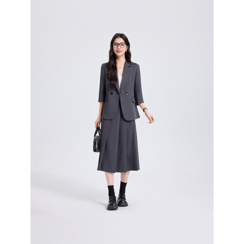 Women Formal Wear Interview - Marineblauwe damespakset voor lente en herfst,
