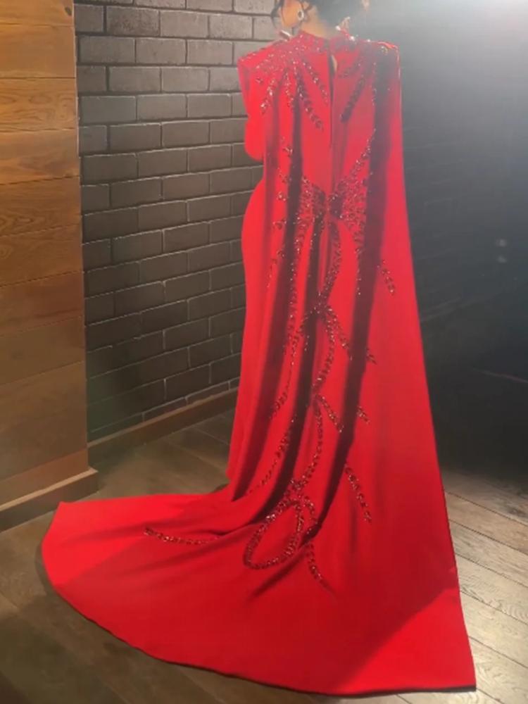 Women'S Red Formal Wear - Aangepaste Saoedi-Arabische moslim rode avondjurk met
