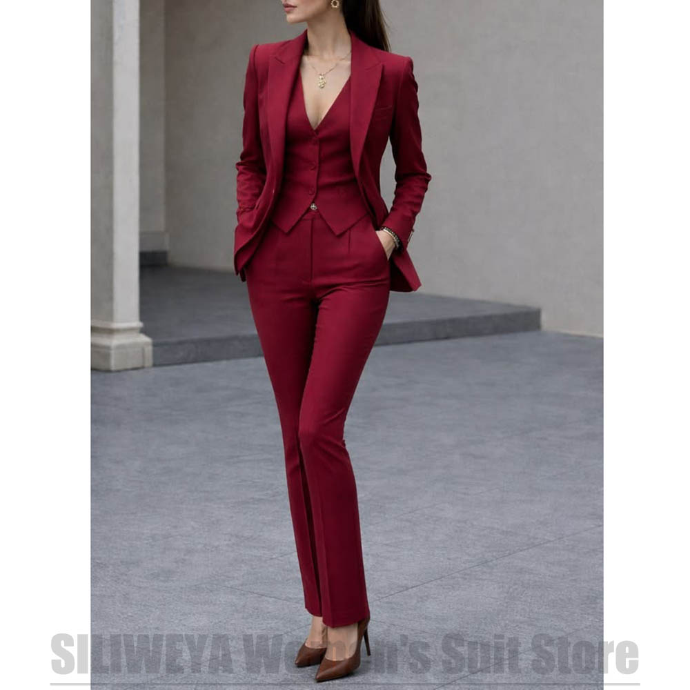 Women Formal Wear Blazer Set - Dames 3-delige pakset Blazer Vest Broek