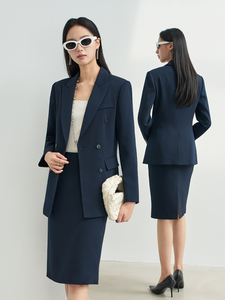 Women Formal Wear Interview - Marineblauw professioneel rokpak voor dames, formele