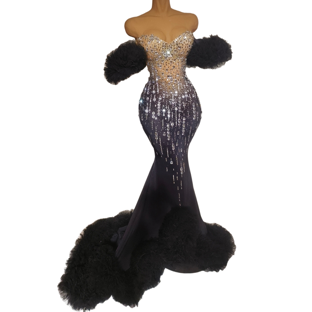 Women Formal Wear Photoshoot - Glinsterende strass steentjes buisvormige lange formele