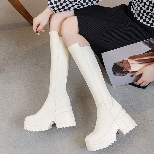 Dames kniehoge dikke zool bred - Women Formal Wear Heels recensie en prijs