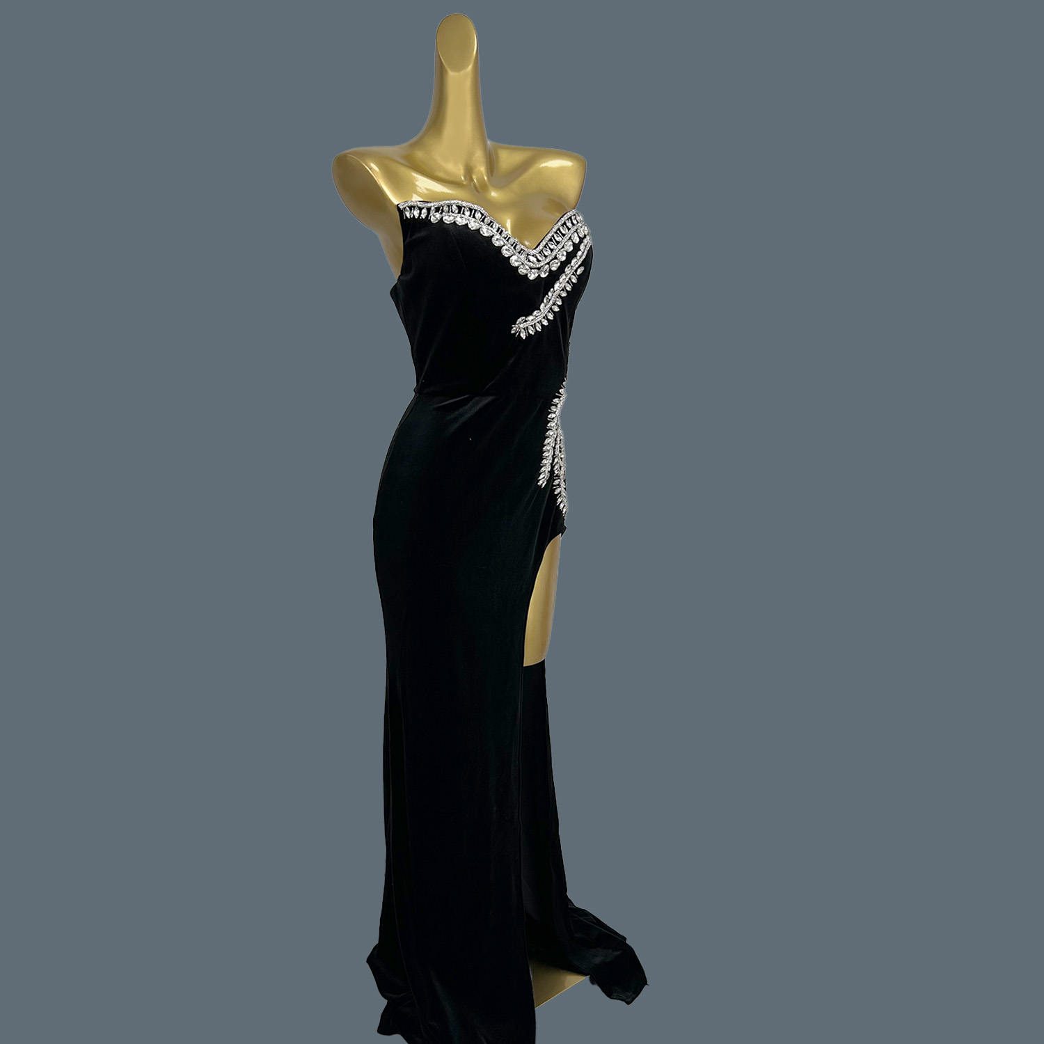 Zwart fluwelen vloerlange jurk - Women Formal Wear Photoshoot recensie en prijs