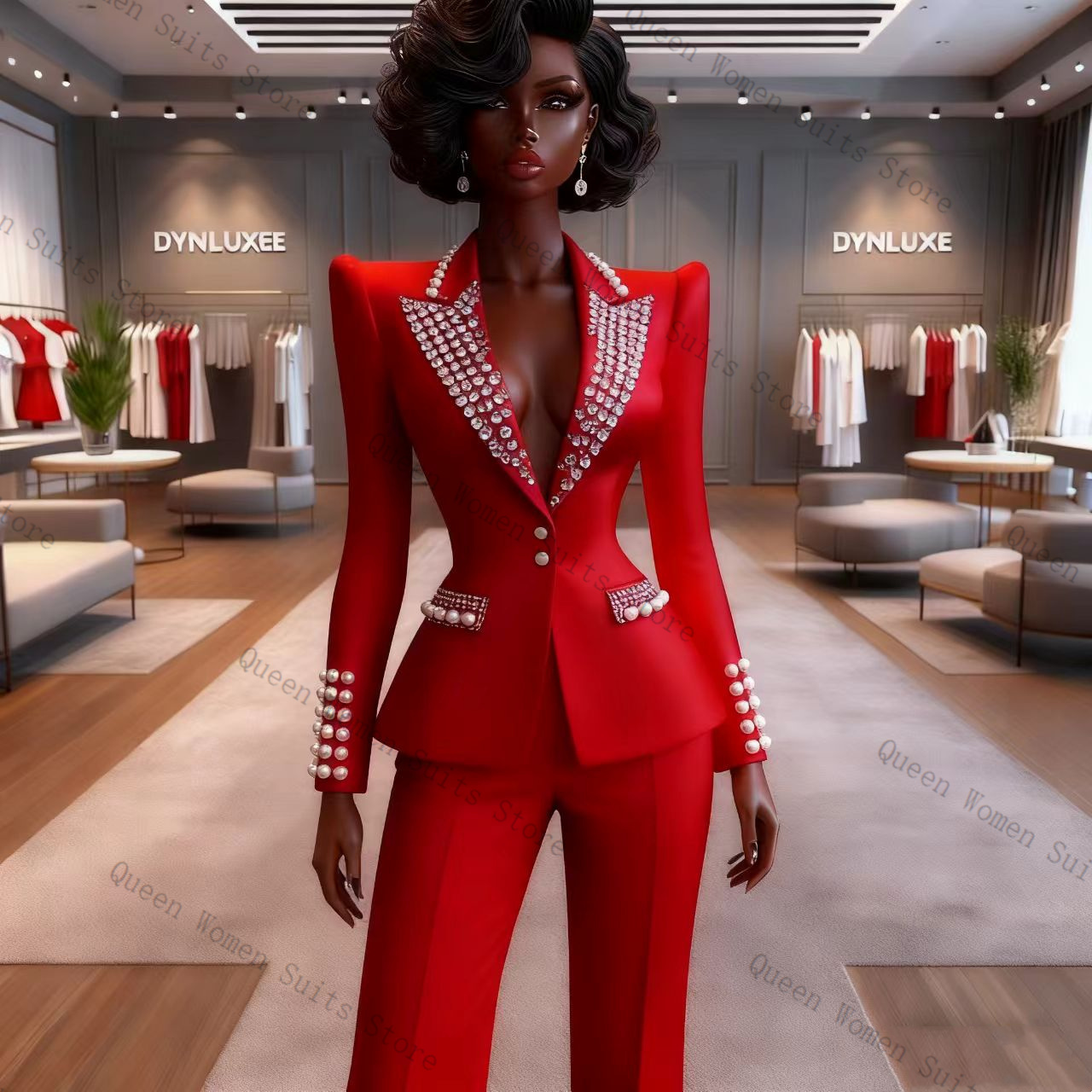 Parels Rode Damespak Broek Set - Women'S Red Formal Wear recensie en prijs