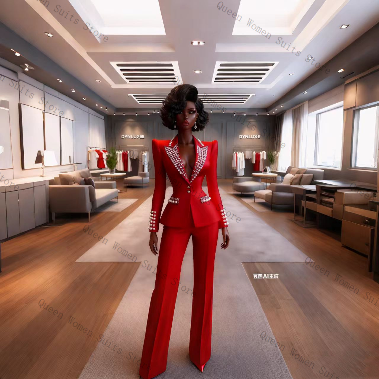 Parels Rode Damespak Broek Set - Women'S Red Formal Wear recensie en prijs