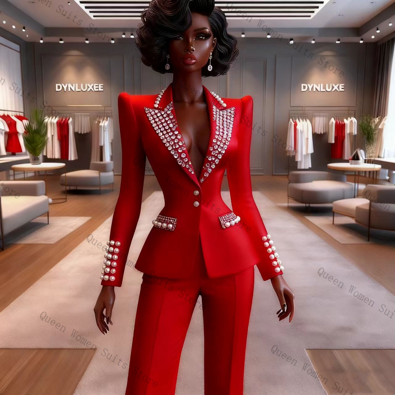 Parels Rode Damespak Broek Set - Women'S Red Formal Wear recensie en prijs
