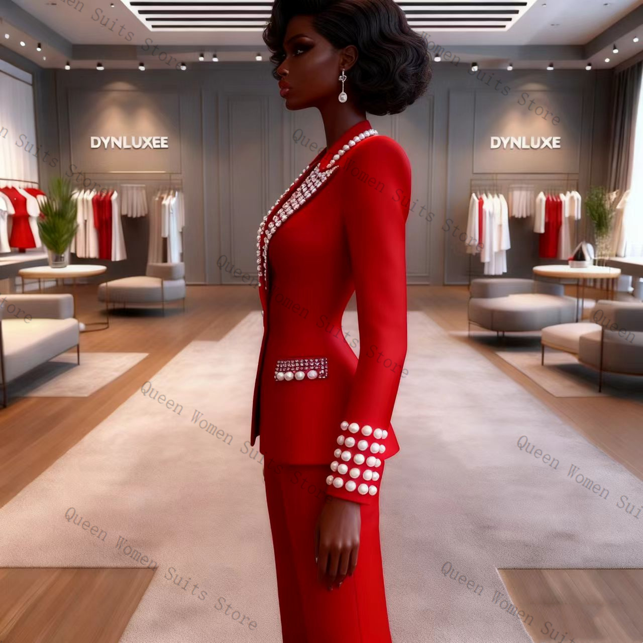 Parels Rode Damespak Broek Set - Women'S Red Formal Wear recensie en prijs