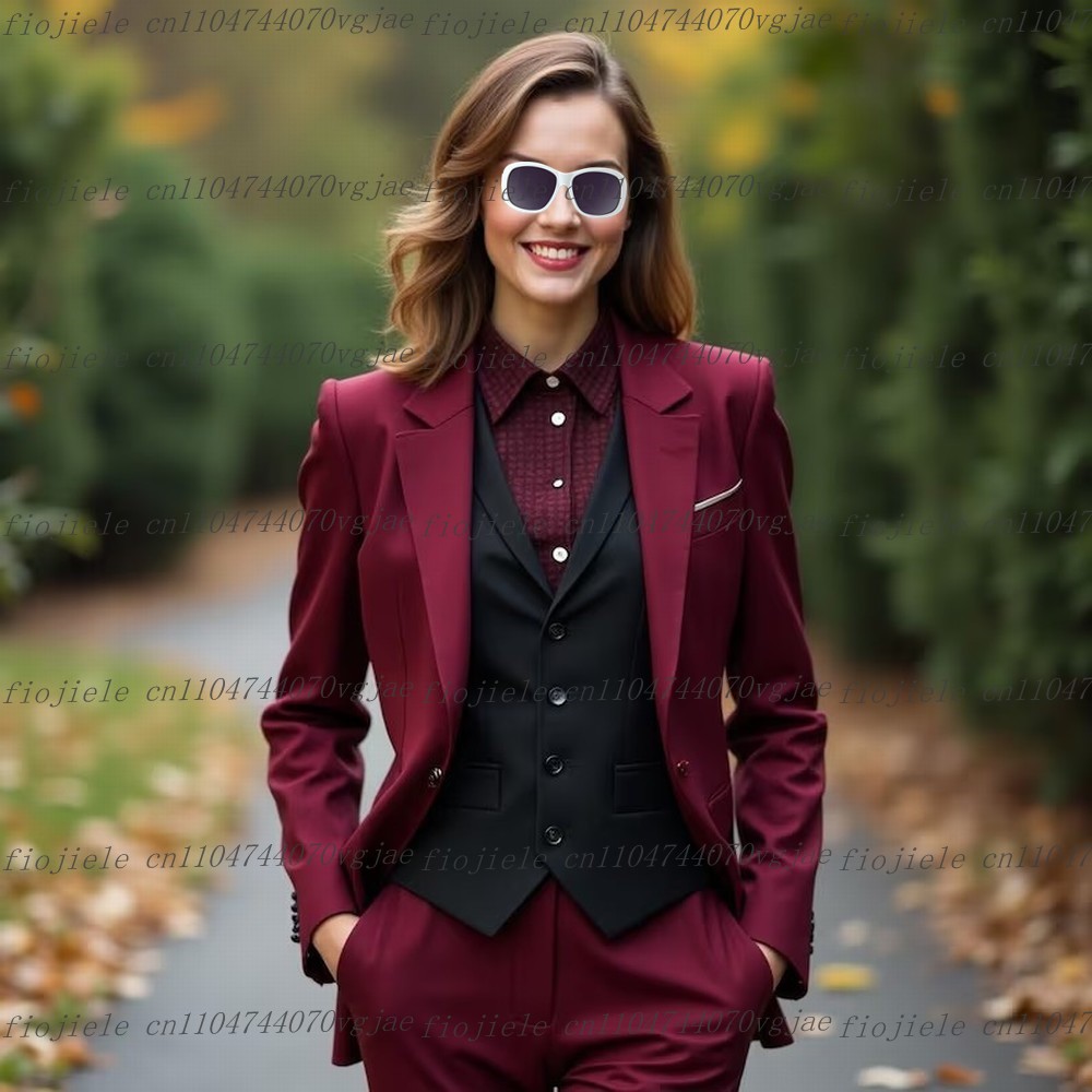 Bordeaux en zwart formeel zake - Blazer Set Women Formal recensie en prijs