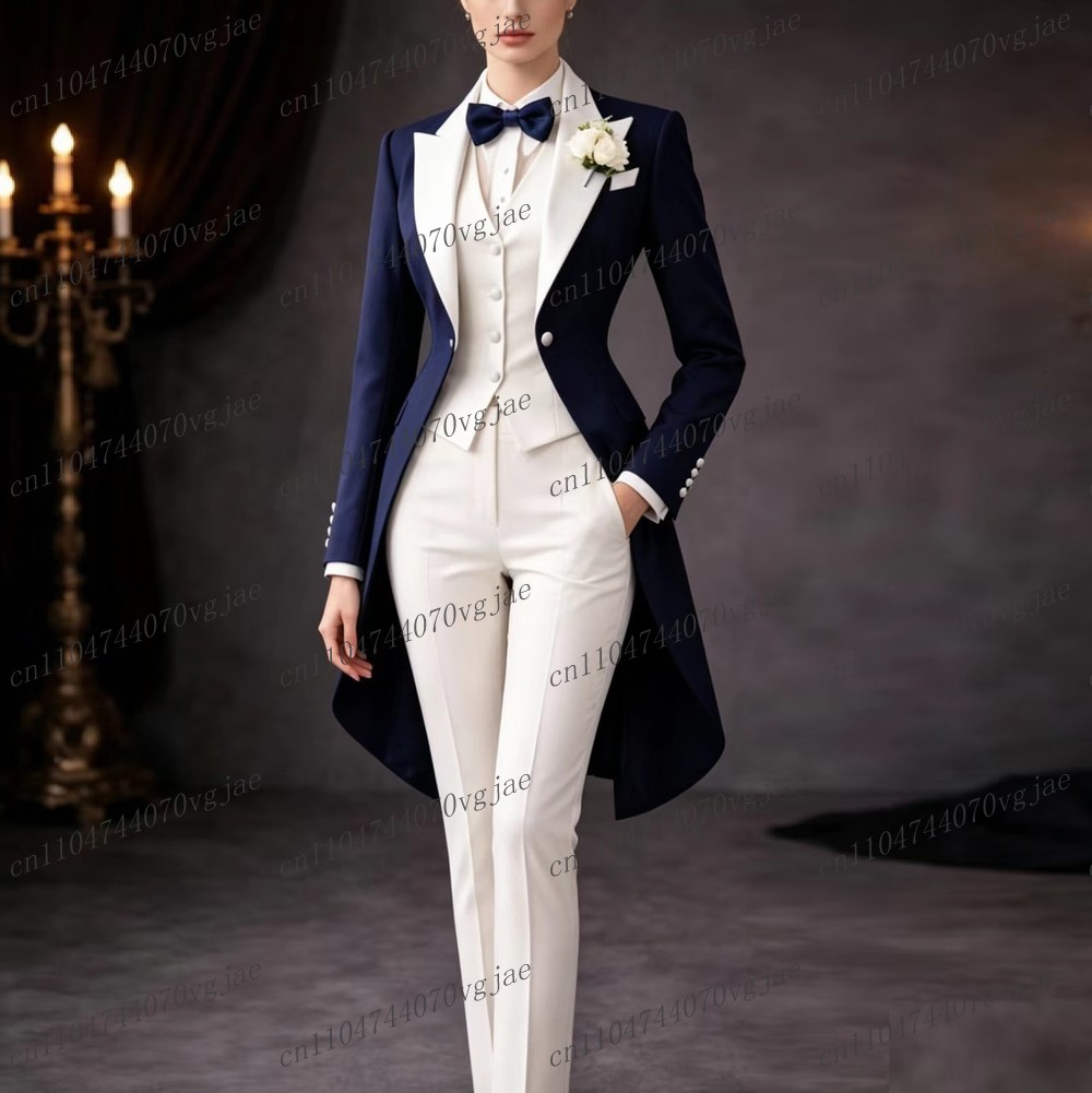 Marineblauw en wit lang damesp - Blazer Set Women Formal recensie en prijs