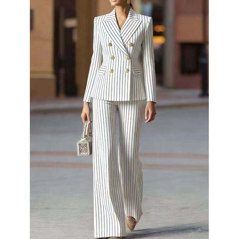 Herfst broekpak dames gestreep - Women Formal Wear Blazer Set recensie en prijs