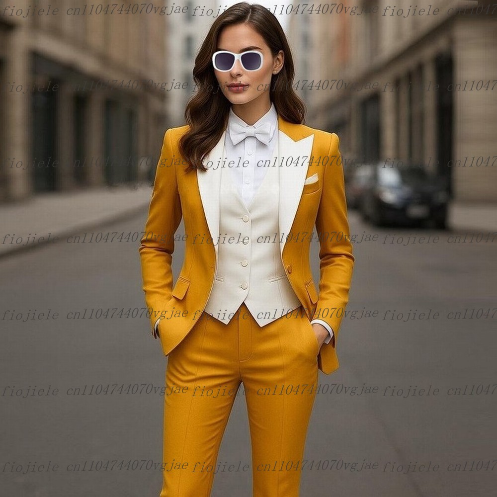 Geel en wit formeel zakelijk d - Blazer Set Women Formal recensie en prijs